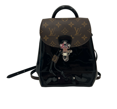 Springs, 1.200&euro;, Bolso, Marrón/Negro, Canvas - General/Cuero - Charol, Vista frontal